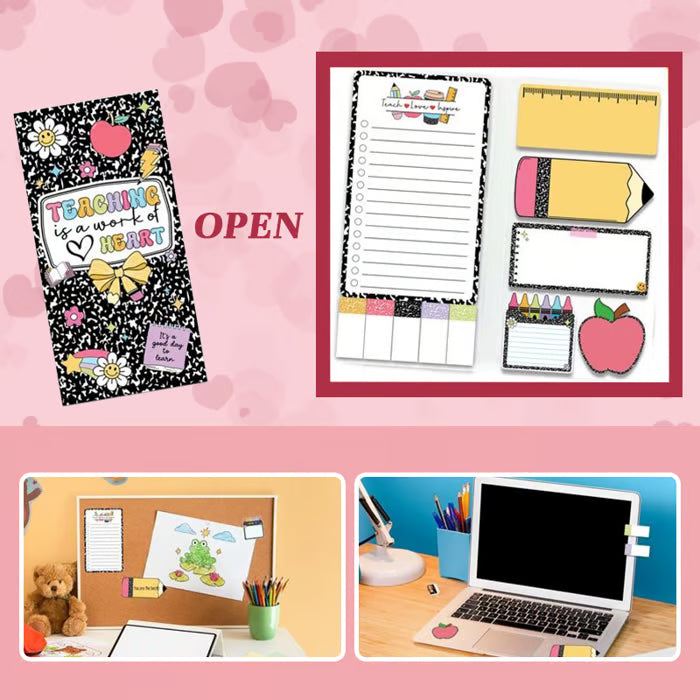 📝 "Teaching with Heart" Teacher's Sticky Notes – well-organized and inspiring, the perfect gift for teachers! ❤️🍎