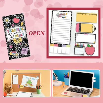 📝 "Teaching with Heart" Teacher's Sticky Notes – well-organized and inspiring, the perfect gift for teachers! ❤️🍎