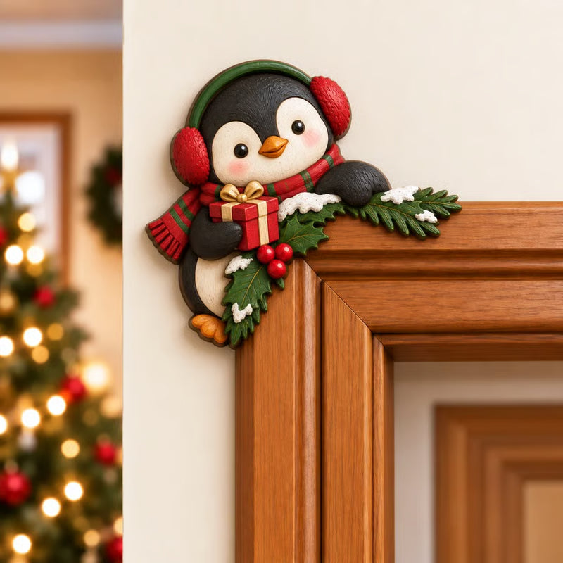 🎅 3D Sculpted Christmas Door Frame Corner Decor