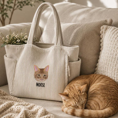 Custom Pet Portrait Embroidered Tote Bag | Handmade Sentimental Pet Keepsake Gift