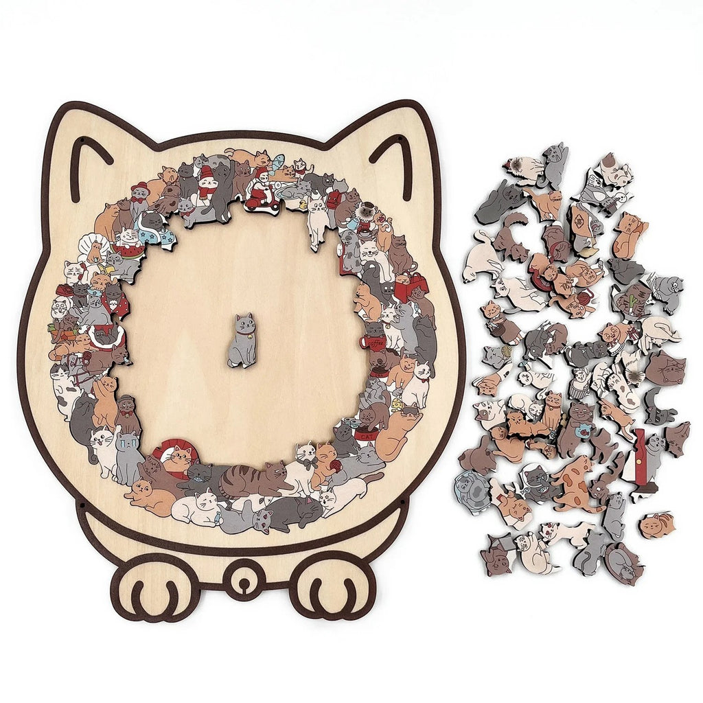 🎁Wooden Cat Puzzle with 135 Pieces