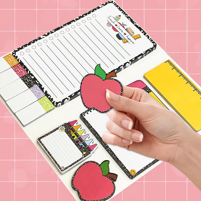📝 "Teaching with Heart" Teacher's Sticky Notes – well-organized and inspiring, the perfect gift for teachers! ❤️🍎
