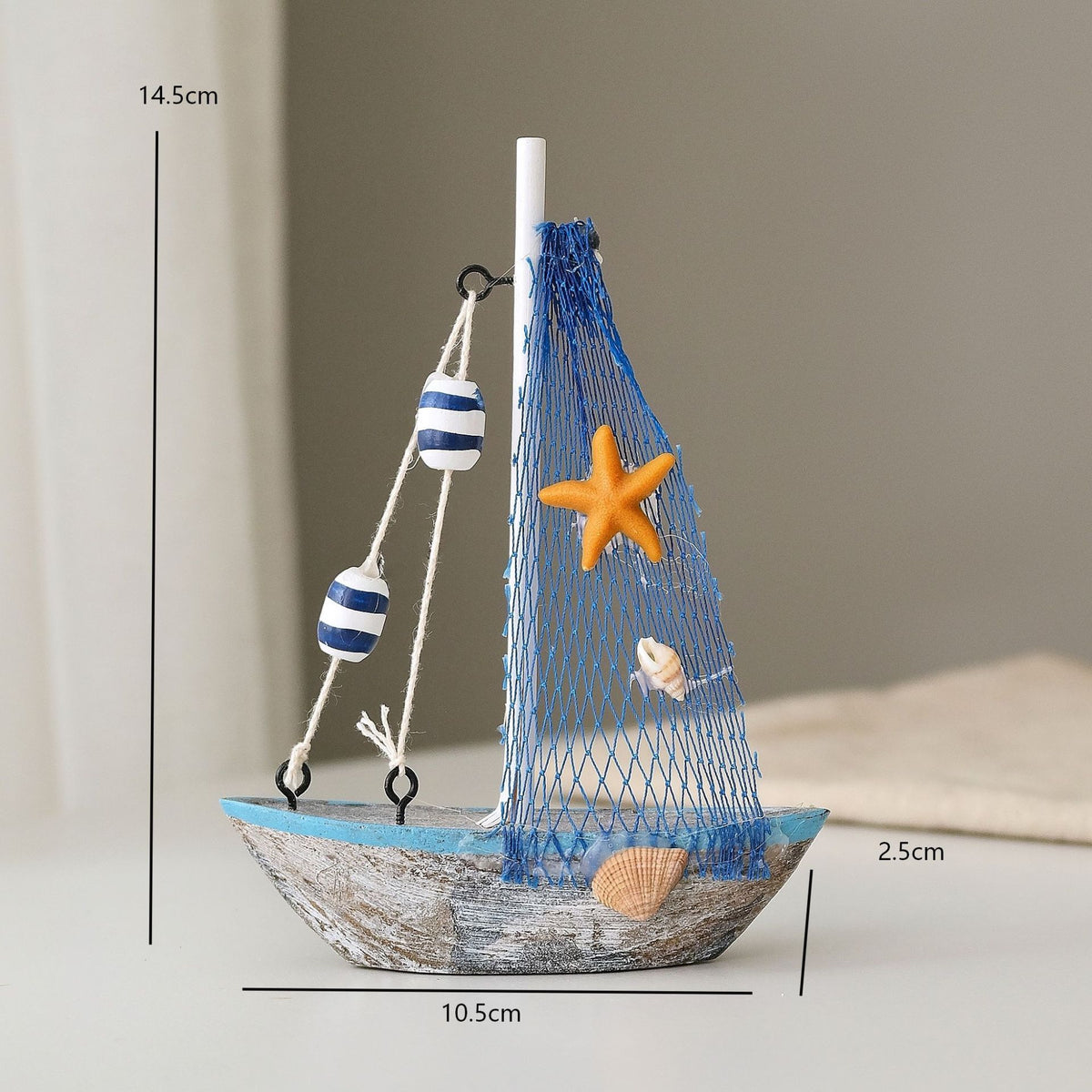 Nautical Mediterranean Wooden Sailboat Model