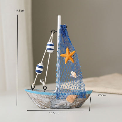 Nautical Mediterranean Wooden Sailboat Model