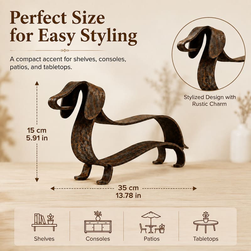 Metal Dachshund Sculpture – Rustic Indoor & Outdoor Decor