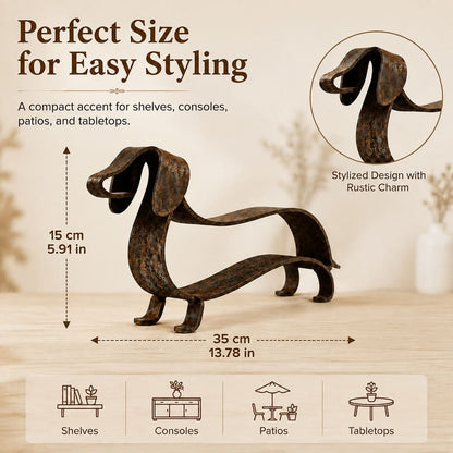Metal Dachshund Sculpture – Rustic Indoor & Outdoor Decor