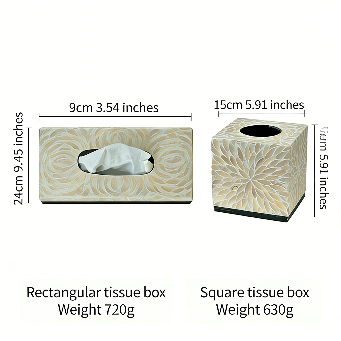 Mother of Pearl Inlay Tissue Box Cover
