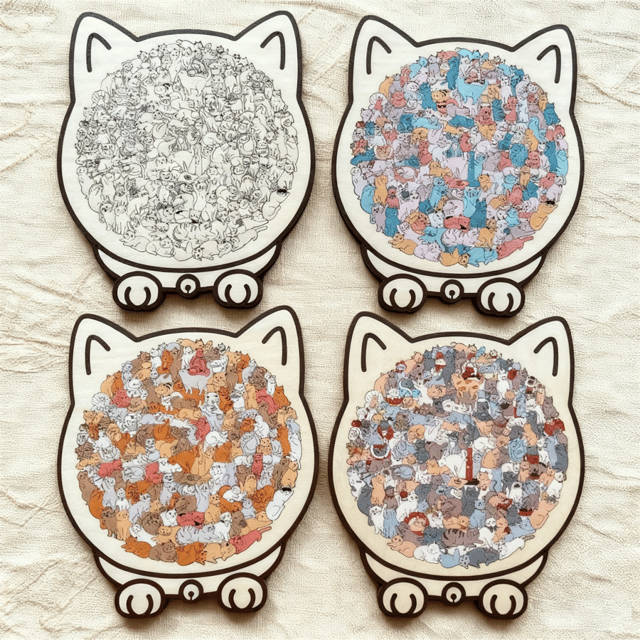 🎁Wooden Cat Puzzle with 135 Pieces