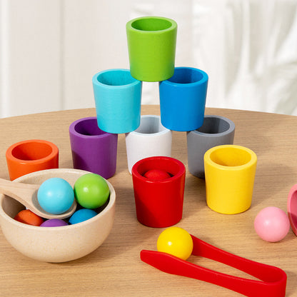Rainbow Balls in Cups Toddler Montessori Toys