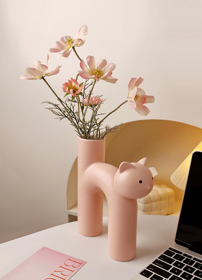 Tube Cat Flower Vase