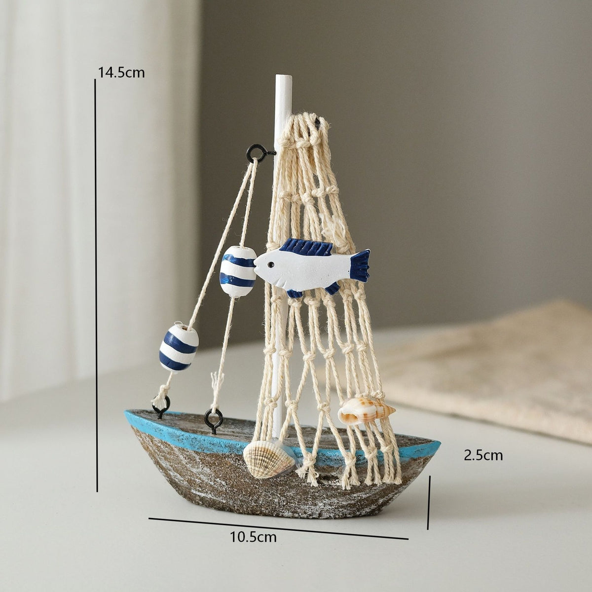 Nautical Mediterranean Wooden Sailboat Model