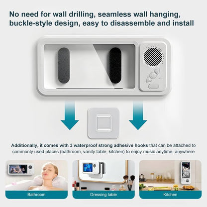 Waterproof Shower Phone Holder with Bluetooth Speaker