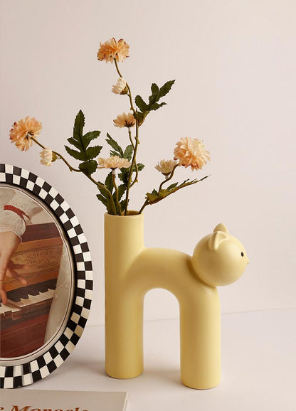 Tube Cat Flower Vase