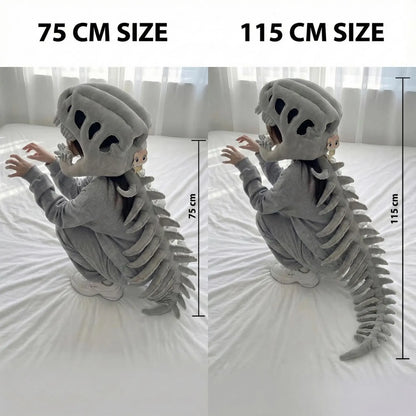 🦖Wearable Skeleton Plush,Dinosaur Skull Headpiece and Spine Costume for Adult