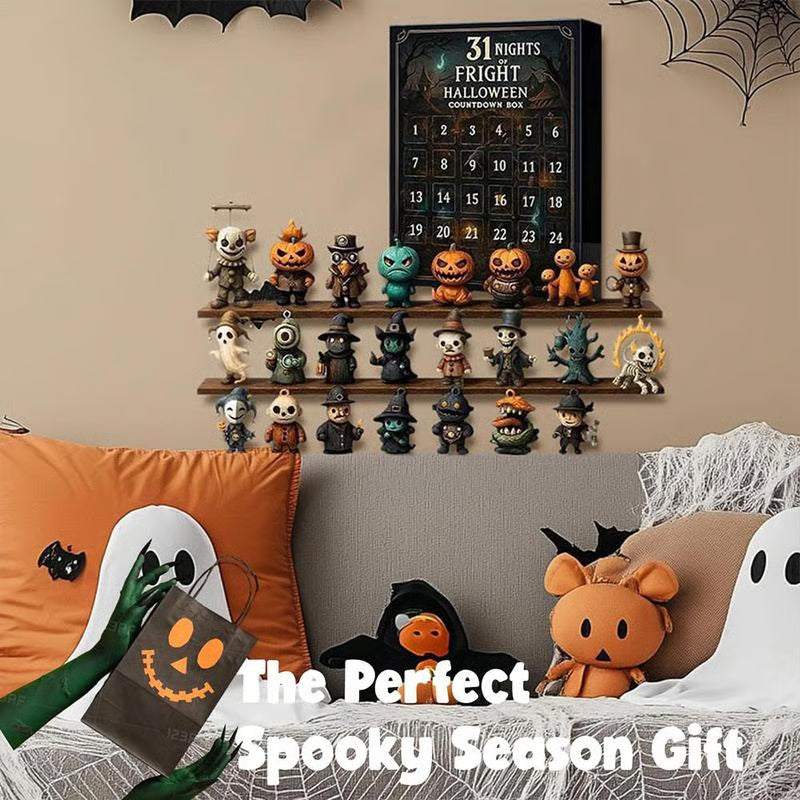 ✨2026 Halloween Countdown Advent Calendar Gift Box - 👻31 Nights of Fright Blindbags Surprise Set, Scary Doll Collectible Minifigures