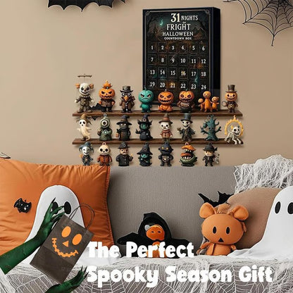 ✨2026 Halloween Countdown Advent Calendar Gift Box - 👻31 Nights of Fright Blindbags Surprise Set, Scary Doll Collectible Minifigures