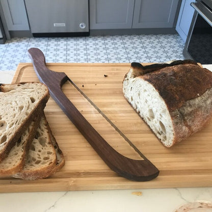 Wood Bow Bread Knife with Serrated Stainless Steel