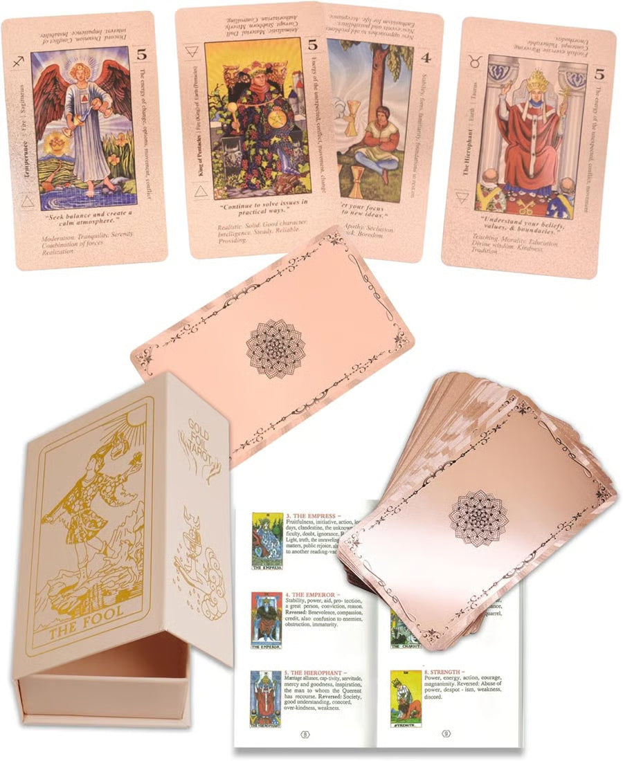 ✨Witchy Cauldron Rose Gold Tarot Cards with Guide Book🔮