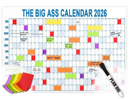 📅The Big Poster 2026 Wall Calendar - Flexible Dry-Erase Material ✍️Design Your Amazing Year!🏃