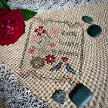 "Earth laughs in flowers" Sampler Cross Stitch DIY Kit🧵