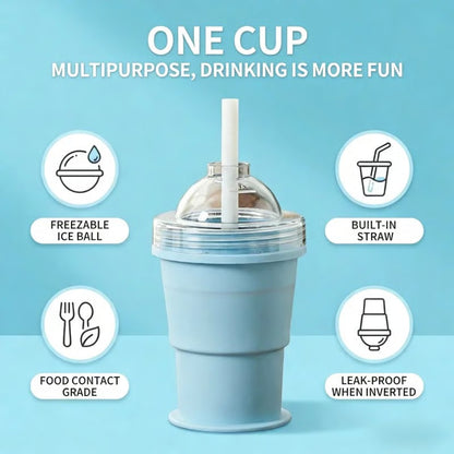 🧊Collapsible Ice Maker Cup with Lid & Straw