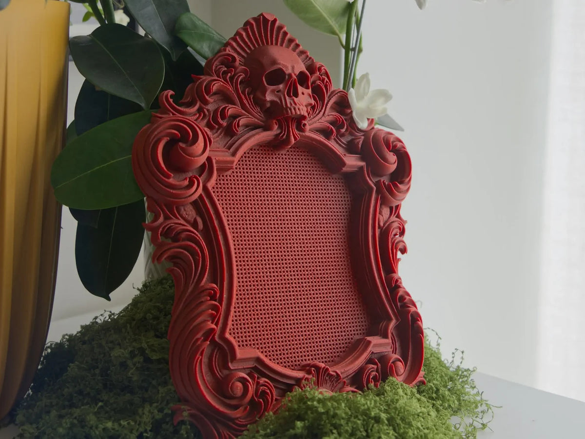 3D-Printed Gothic Skull Cross Stitch Frame