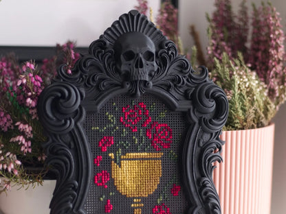 3D-Printed Gothic Skull Cross Stitch Frame