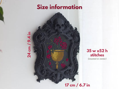 3D-Printed Gothic Skull Cross Stitch Frame