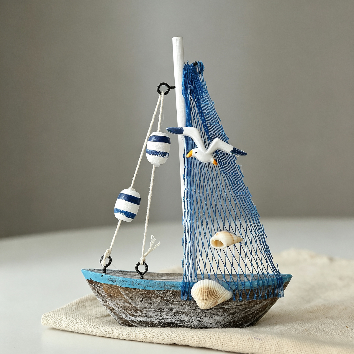 Nautical Mediterranean Wooden Sailboat Model