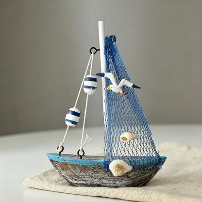 Nautical Mediterranean Wooden Sailboat Model