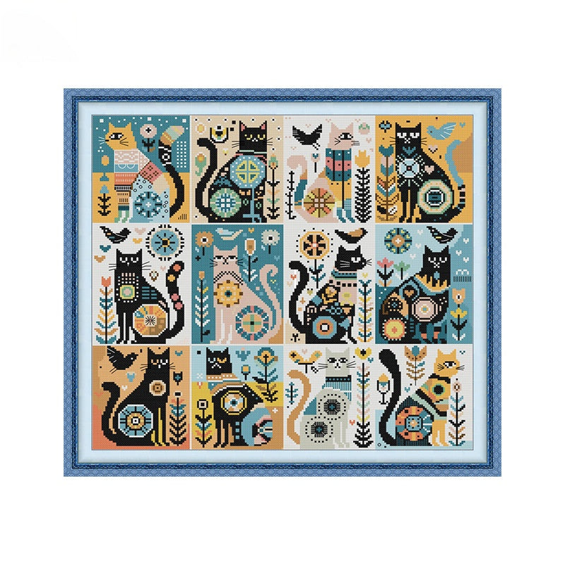 12 Cats Collage Cross Stitch Kit
