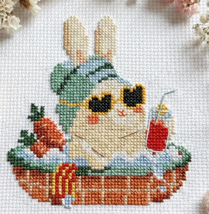 Cute Spa Bunny Cross Stitch DIY Kit